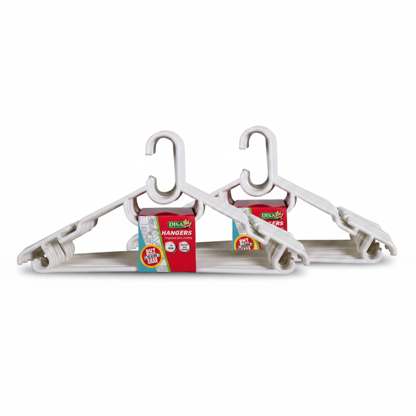 Sturdy White Plastic Clothes Hangers - 16 Piece Set for Closet - 2 Pack