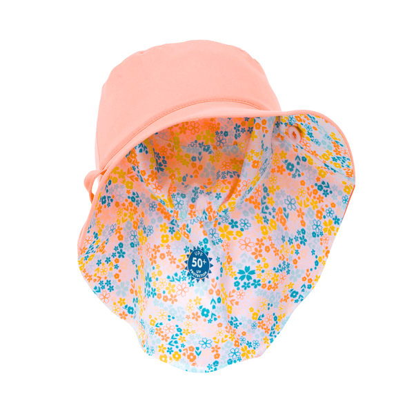 Decathlon Baby Reversible UV Protection Hat- Coral and Flower Print