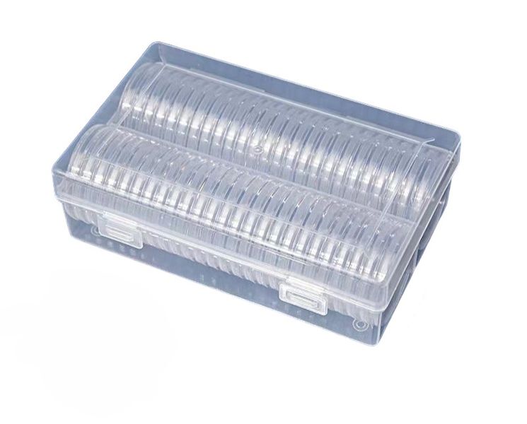 Safe Hold 40mm Coin Collector Box with Protective Capsules - 50 Pieces.