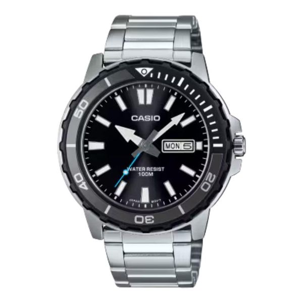 Casio Mens Silver Analogue Metal Strap Watch-Mtd-125d-1a3vdf