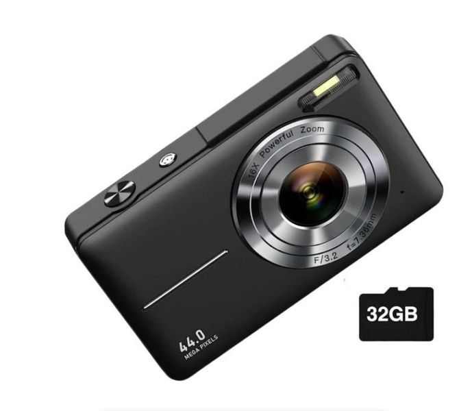 44MP Compact Digital Camera with 16× Zoom and 32GB Memory Card