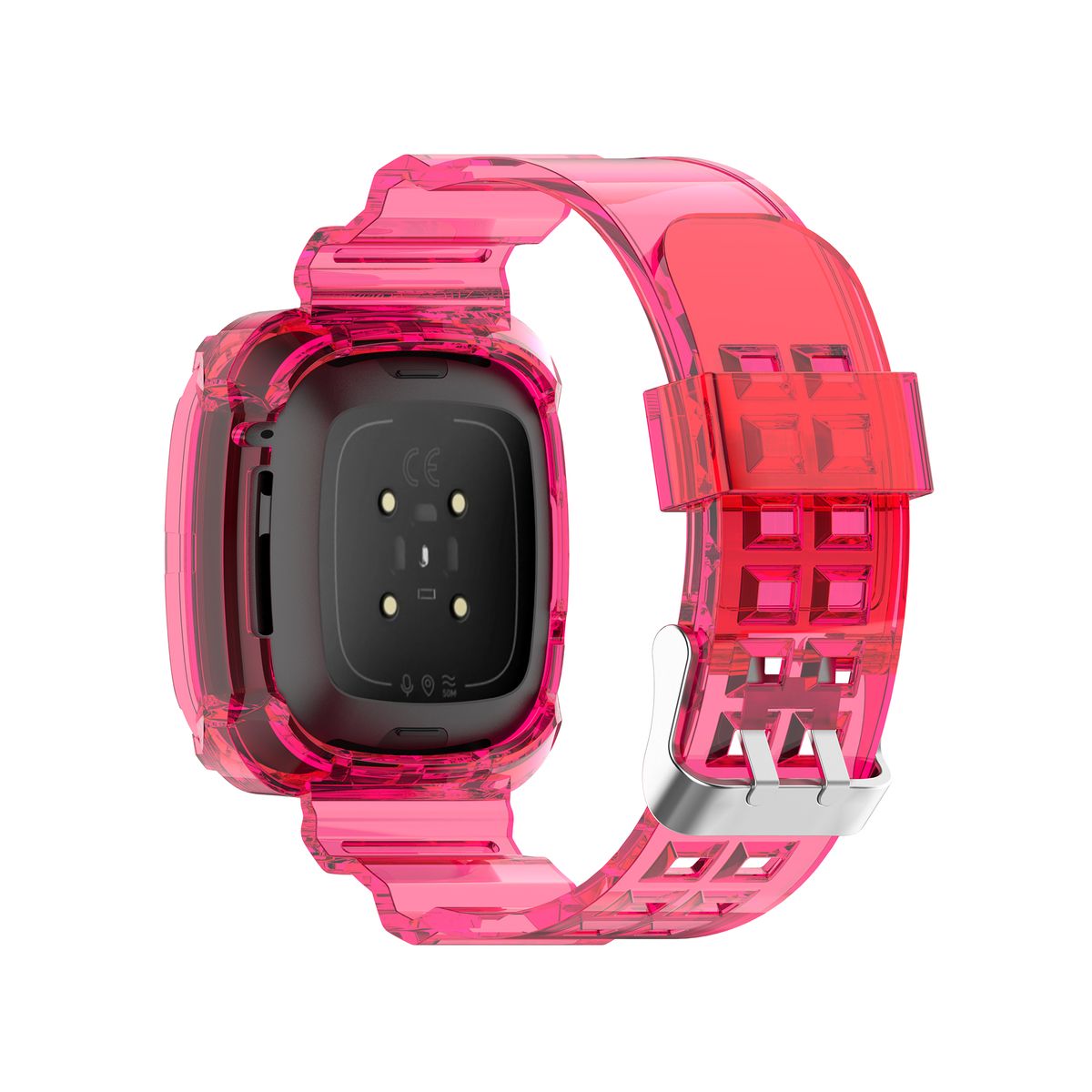 Fitbit Versa 3 & Sense Transparent Watch Strap Band & Screen Cover Pink ...