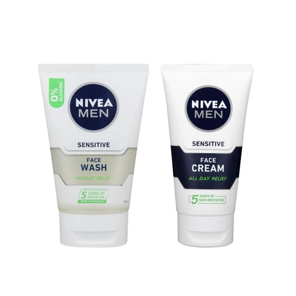 Nivea Men Sensitive Face Care - Wash and Cream Bundle