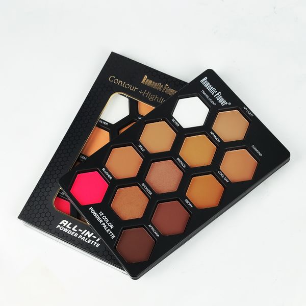 Professional 12 Color Contour, Highlight &amp; Blush Powder Palette