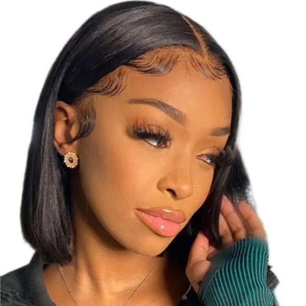 Brazilian/Peruvian Virgin Hair Straight Full-Frontal Wig BOB 8inch Glueless