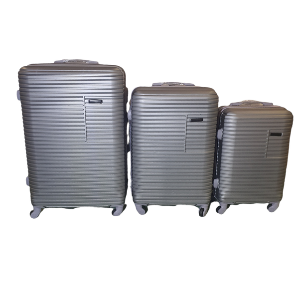 Acesa - Premium 3 Piece Avi Hard Outer Shell Travel Luggage Silver Set