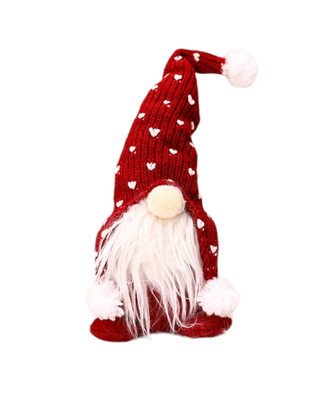Christmas Heart Knit Gnome With Hat Decor (28cm x 9cm)