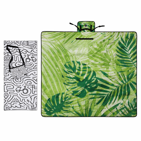 HAMI Eco Quick-Dry Towel (Urban Doodle) + Outdoor Blanket (Wild Forest)