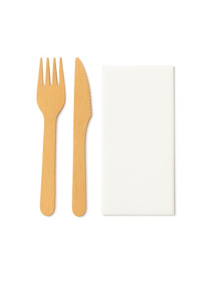 Wooden Cutlery Set - Knife, Fork &amp; Serviette - Pack of 50 Sets