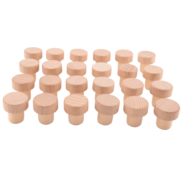Wine Bottle Corks Plugs for Wine Wooden and Rubber Wine Stopper 24Piece