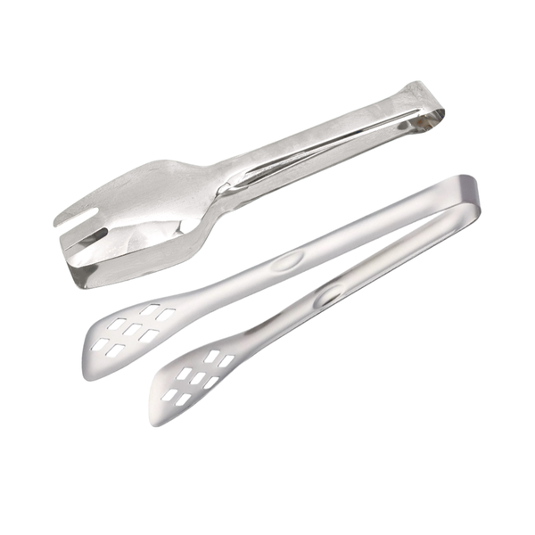 Stainless Steel Hollow Food Tongs - 2 Pack