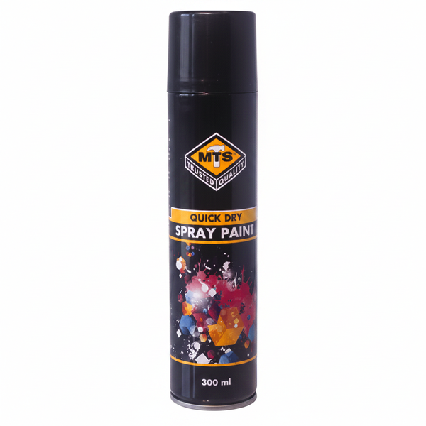 MTS Black Satin Spray Paint 300ml - Smooth Finish for Indoor/Outdoor