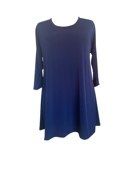 Plus Size Navy Bon Bon Top with 3/4 Sleeves
