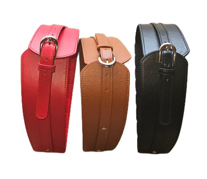 Fashion Stylish Elastic Belt - 3 Piece: Black, Red and Brown