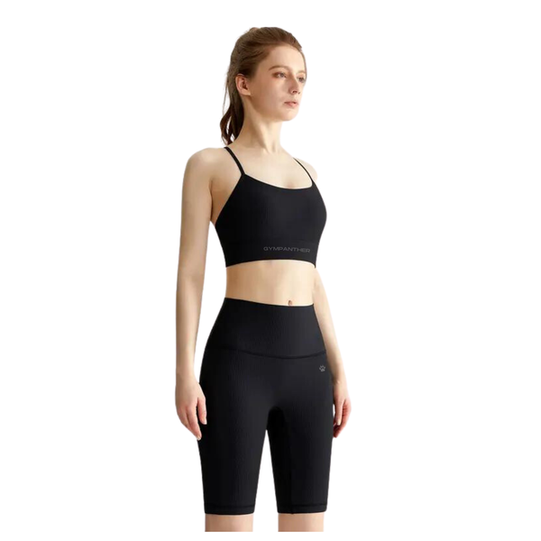 GYMPANTHER Ribbed Bra &amp; Short Leggings Compression Set