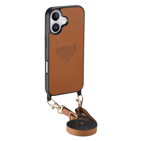 Lychee-Patterned Long Lanyard Phone Case Compatible with iPhone 16 PRO Max