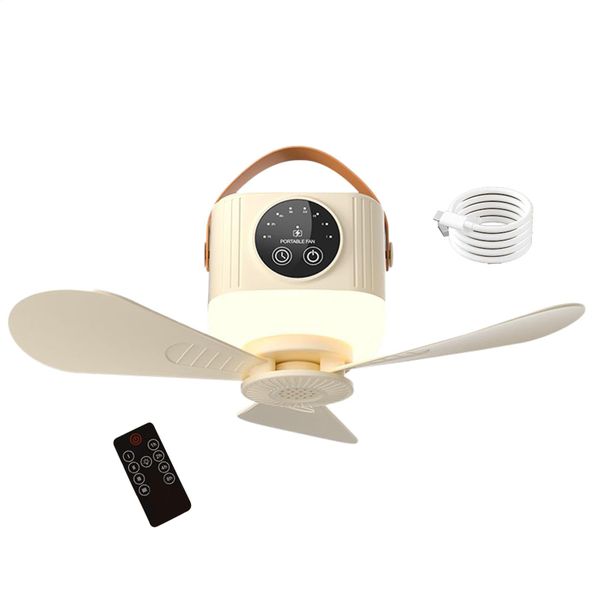 2 in 1 Portable USB Rechargeable Ceiling Standing Fan with Night Light