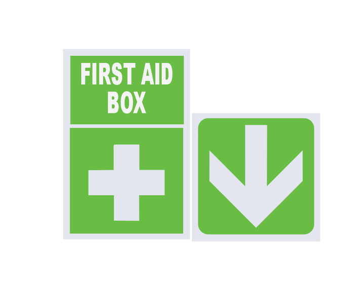 First Aid Box Safety Sign &amp; Directional Arrow - ABS Sign Boards