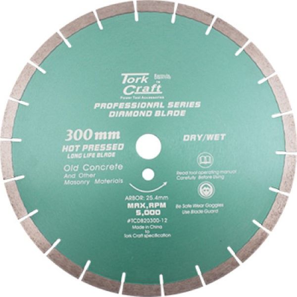 Tork Craft Diamond Blade 300 X 25.4mm - Old Concrete Hot Pressed Segmented
