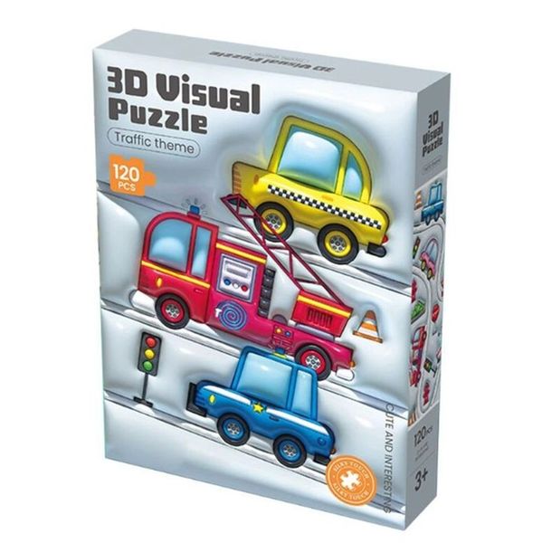 PlayfullMario: Kids 3D Visual Puzzle Transportation Theme (120 Piece)