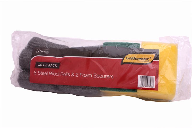 Goldenmarc - 8 Pack Steelwool &amp; 2 Foam Scourer