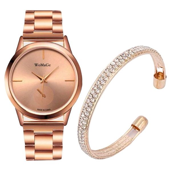 Womage Casual Watch For Girls Analog Stainless Steel With Bracelet