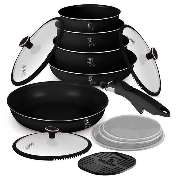 Berlinger Haus 13-Piece Titan Pro Non Stick Oven Safe Cookware Set Black Ro