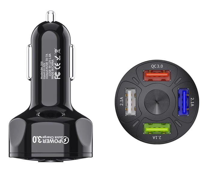 Rappid 4 Port Car Charger for Mobile Cell Phone - Fast Charging 2.1A