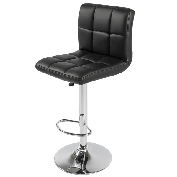 High Back Swivel Bar Stool - Black