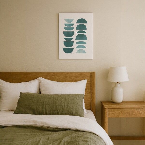 Modern Geometric Semi-Circle Wall Art Print - Blue