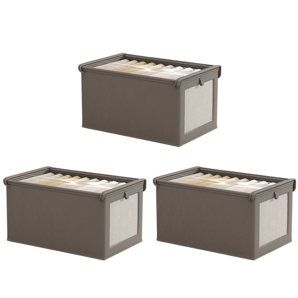3 Pack Collapsible Storage Boxes with Lid - 36 x 25 x 20cm