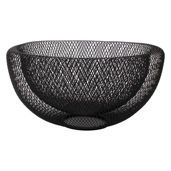 Regent Kitchen Double Layer Wire Mesh Basket Powder Coated Black, (295mmDiax135mm)