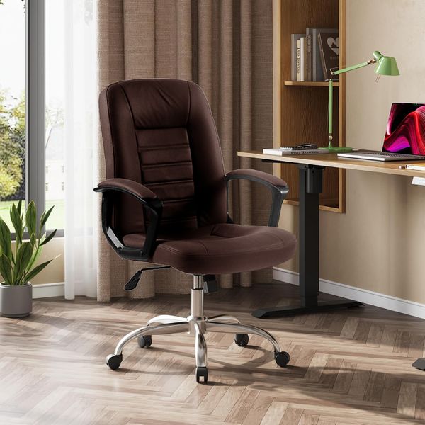 Office Chair High Back Support Ergonomic Chair Soft Leather Cushion Armrest