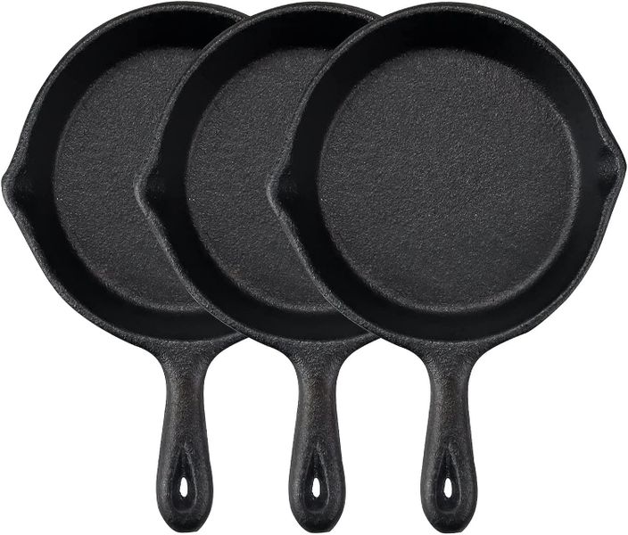 Venture Outdoors Cast Iron Skillet Pan Pack of 3 x 20cm