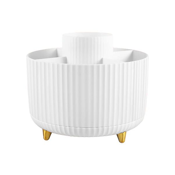 Rotating Makeup Cosmetic Storage Organizer Stand - Cream