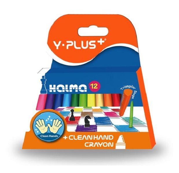 Y-Plus Halma Crayons 12'S (Tri-Grip + Clean Hands)