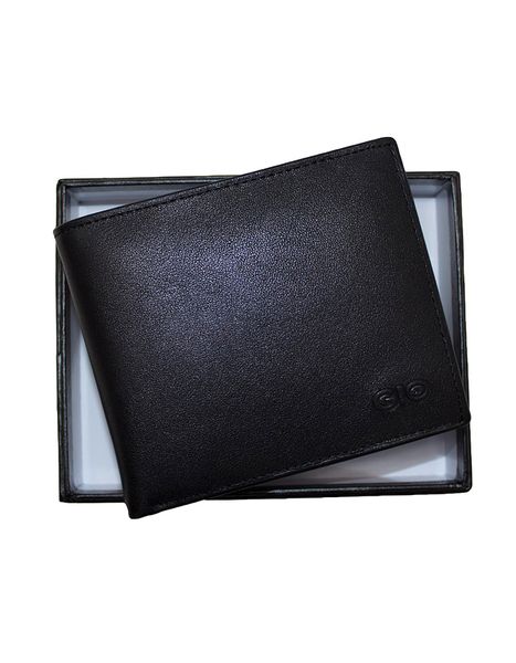 GIO 1621 Full Grain Genuine Leather Bifold Wallet – Black
