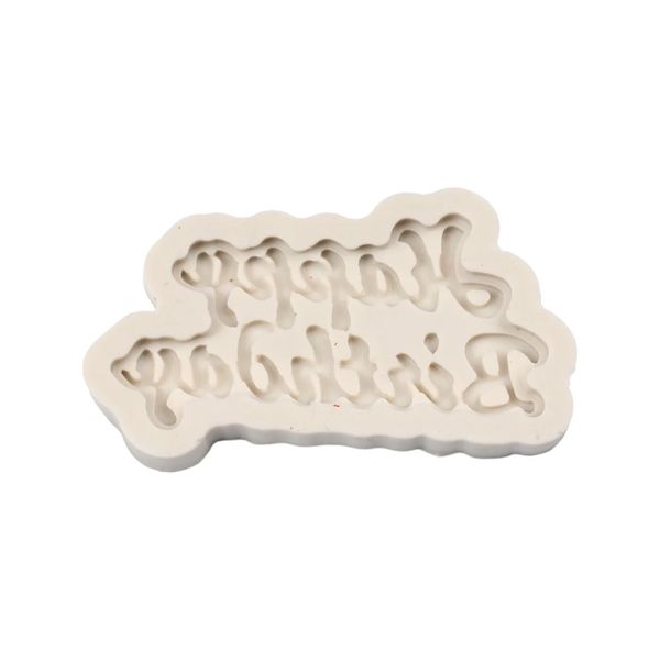 Happy Birthday Silicone Mold With 83mm Lettering - Beige