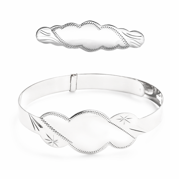 LuLo Jewellers Sterling Silver Baby Bangle &amp; Brooch Set