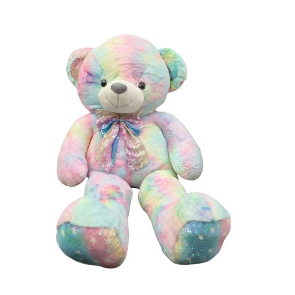 Teddy Bear 1.5m - Pastel Plush Soft Toy with Glitter - Rainbow