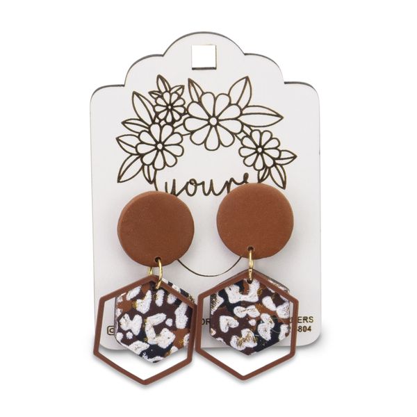 Yours - Gold-Plated Hexagonal Hoop Earrings - Animal Print