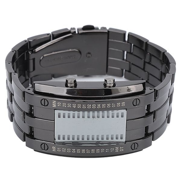 Men's LED Watch Silver Black Binary