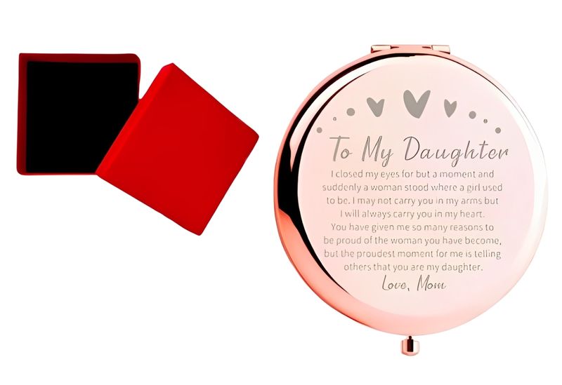 Makeup Mirror To My Daughter Engraved Handheld Makeup Mirror With Gift Box