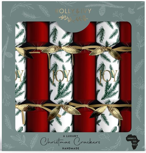Holly &amp; Ivy Christmas Crackers - Luxury Traditional Joy &amp; Sprigs