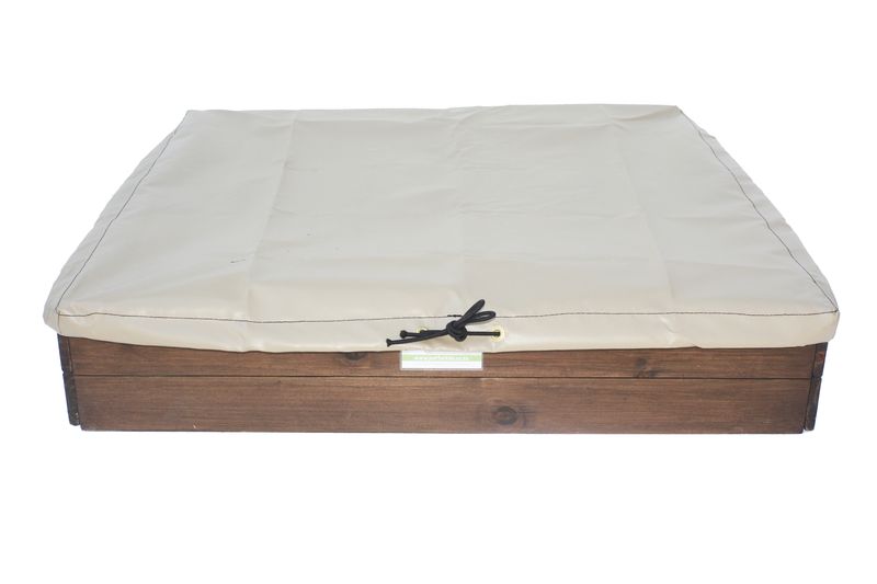 4 Seater Folding &amp; Bench Sandpit + Rain Cover - Varnished - Just For Kids