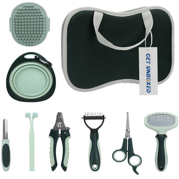 GET UNBOXED 8 in 1 Pet Grooming Comb Set Dog Cat Cleaning Brush Tool Kit