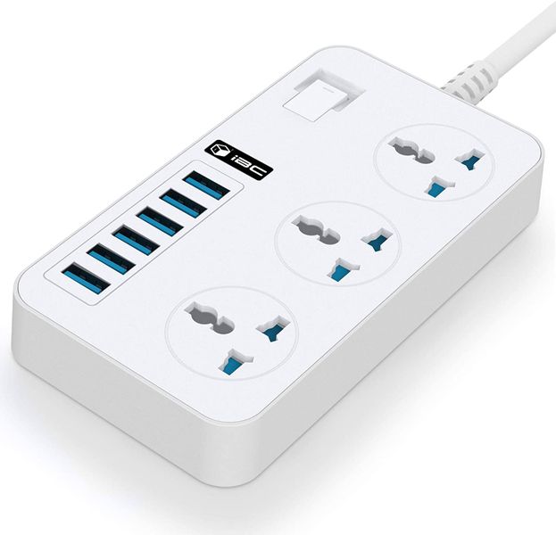 Universal Power Strips 3 Way Outlets with 6 USB Ports