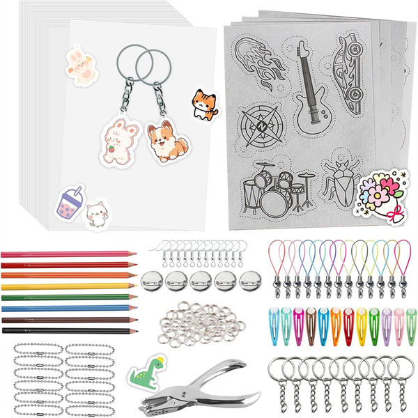 A5 ShrinkyDink Keychain Kit, Shrink Dinks Paper Kits
