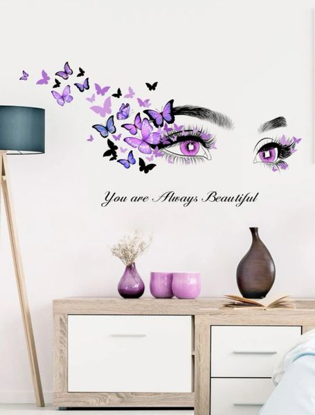 Butterflies &amp; Purple Eyes Wall Sticker - Decal