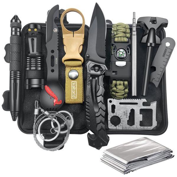 13-in-1 Survival Gear Kit - Camping &amp; Outdoor Gift Set for Men &amp; Teens